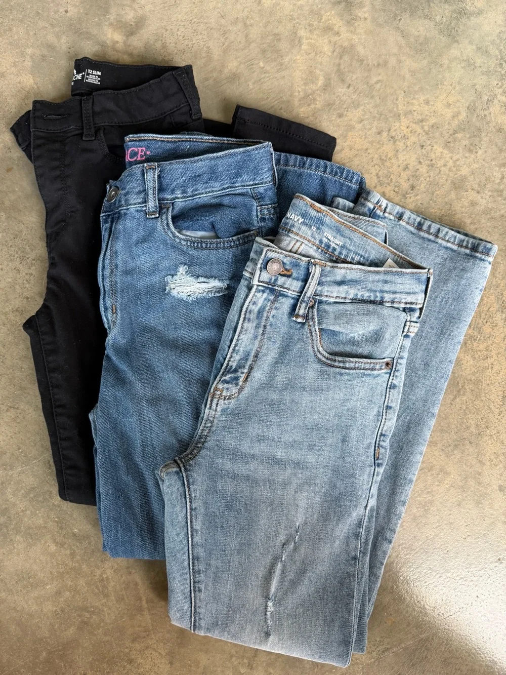 Old Navy/ Jordache/ Childern’s Place Kids Jeans Trio- Light, Medium Blue & Black